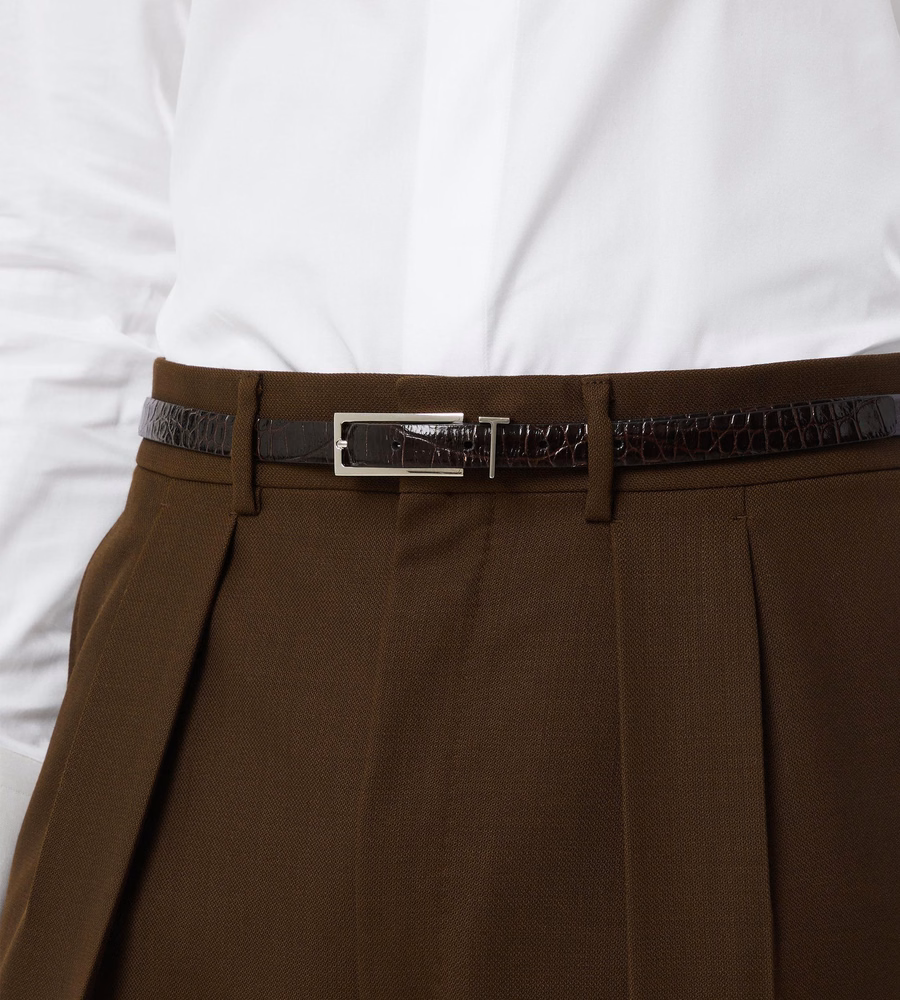 PRINTED CROC METAL T LOOP BELT