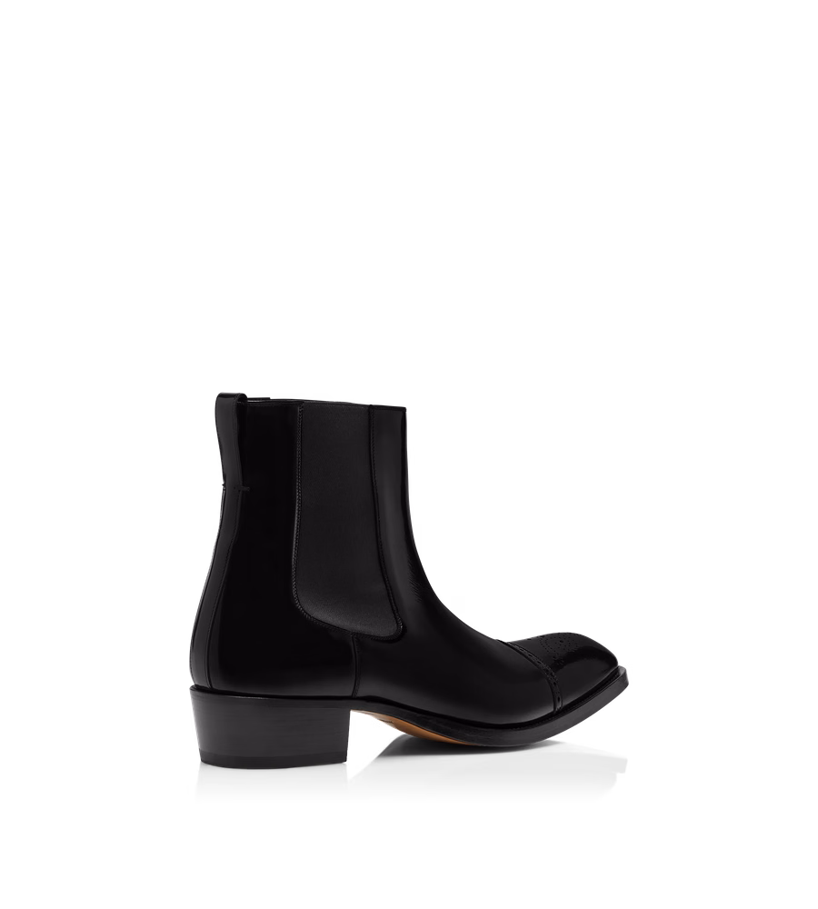 BURNISHED LEATHER VINCENT BROGUE CHELSEA BOOT