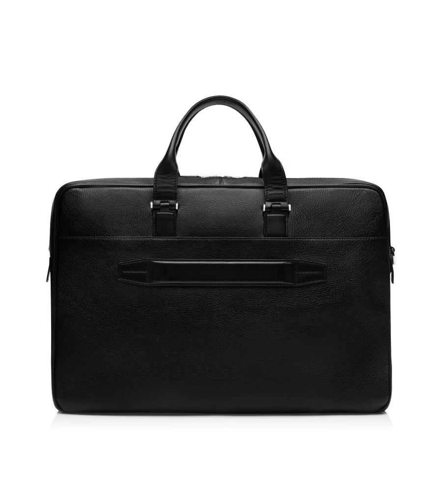 GRAIN LEATHER DOUBLE ZIP BRIEFCASE