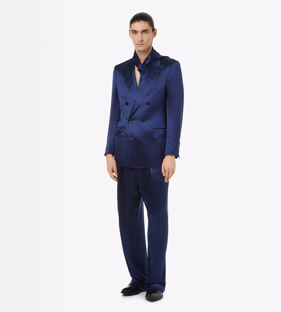 SILK VISCOSE SATIN POLKA DOT JACQUARD JACKET
