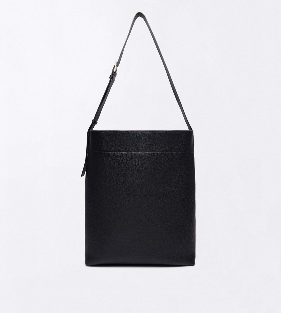 GRAIN LEATHER SOFT LINE BUCKET BAG