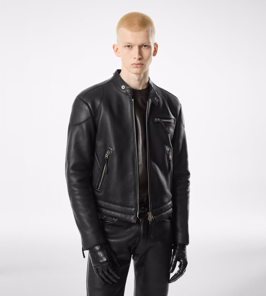 GRAIN LEATHER ZIP BIKER