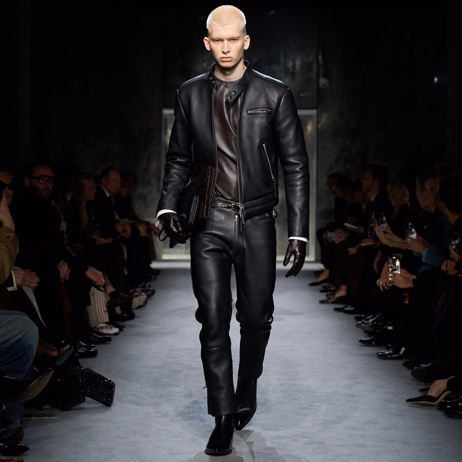 GRAIN LEATHER ZIP BIKER