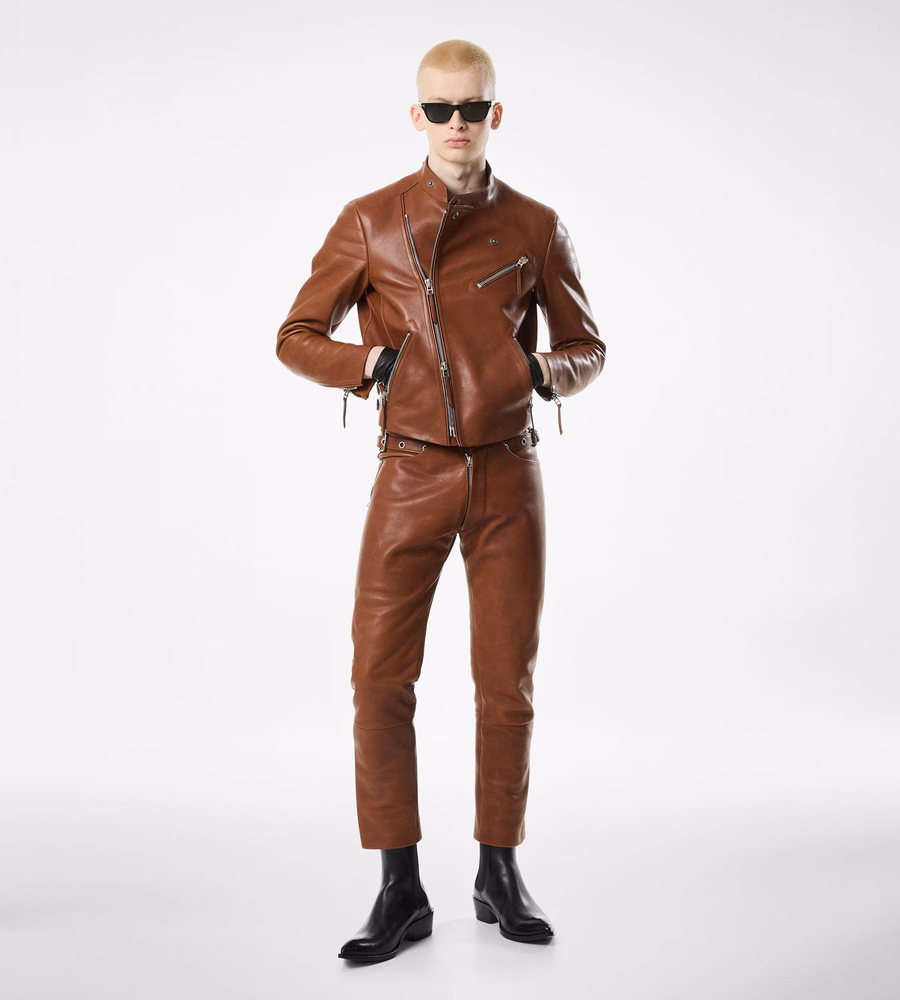BUFFALO GRAIN LEATHER ASYMMETRIC RACER