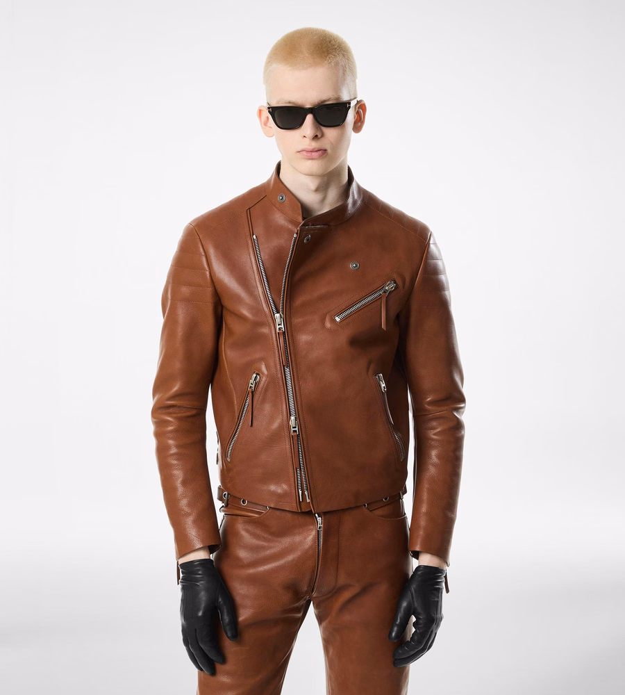BUFFALO GRAIN LEATHER ASYMMETRIC RACER