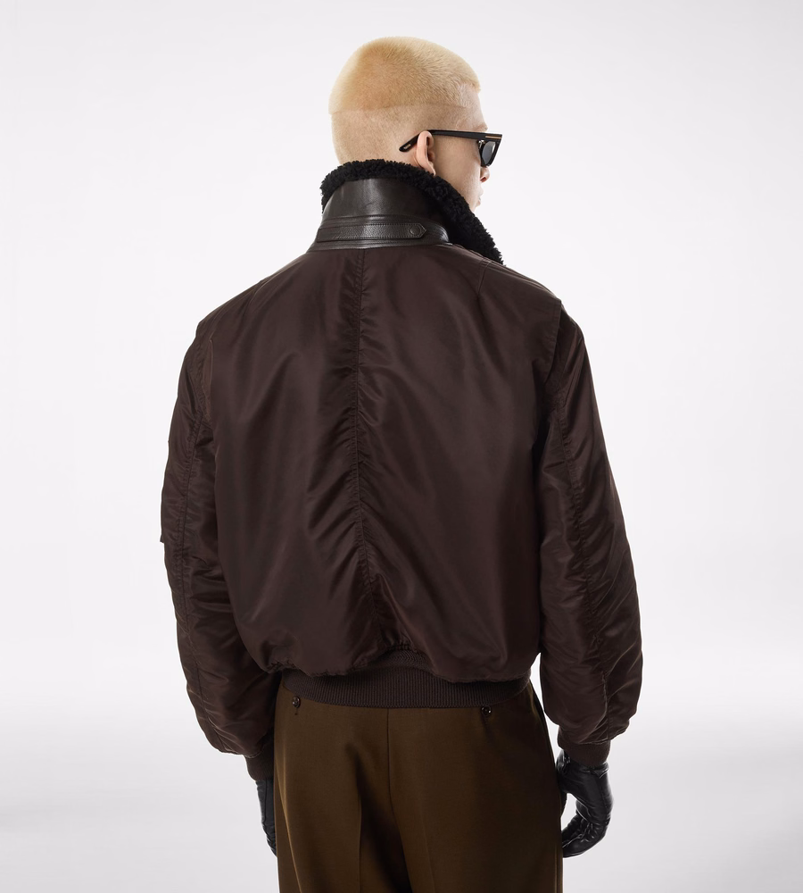NYLON SHEARLING COLLAR FLIGHT BOMBER