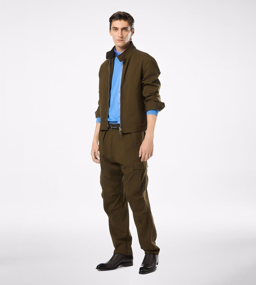 WOOL CASHMERE SILK REPS CARGO PANT
