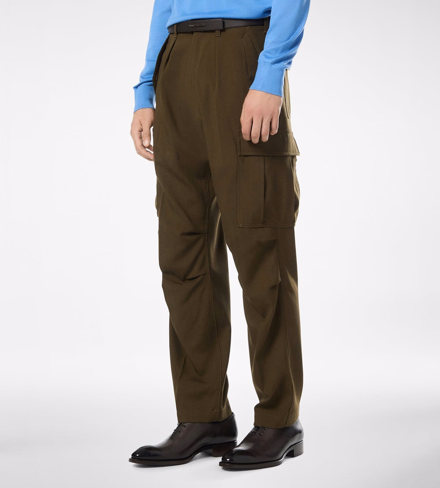 WOOL CASHMERE SILK REPS CARGO PANT
