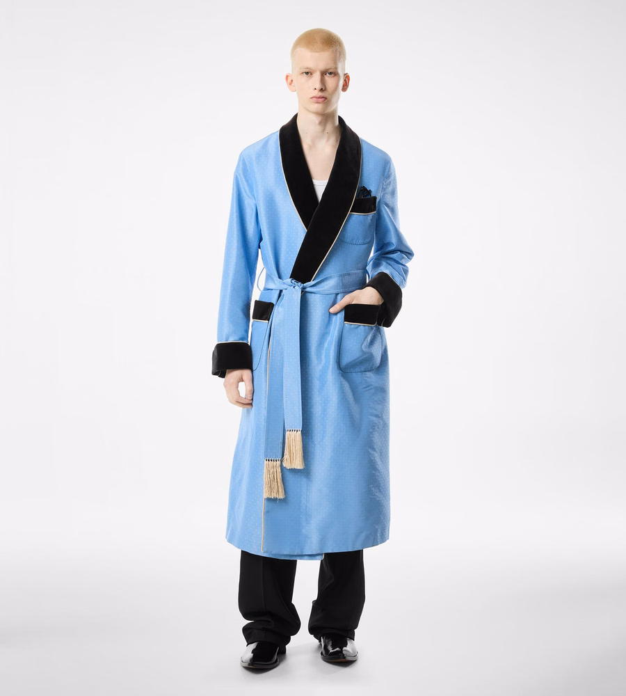 SILK JACQUARD SHAWL COLLAR ROBE