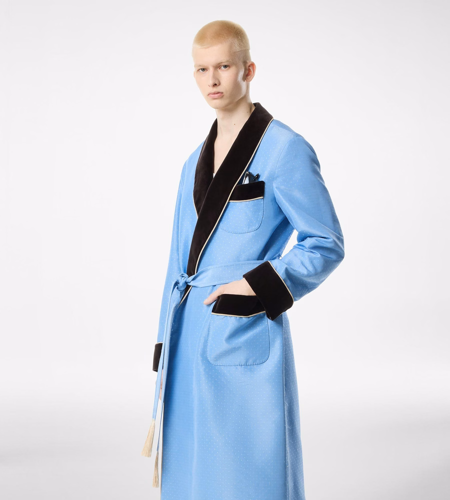 SILK JACQUARD SHAWL COLLAR ROBE
