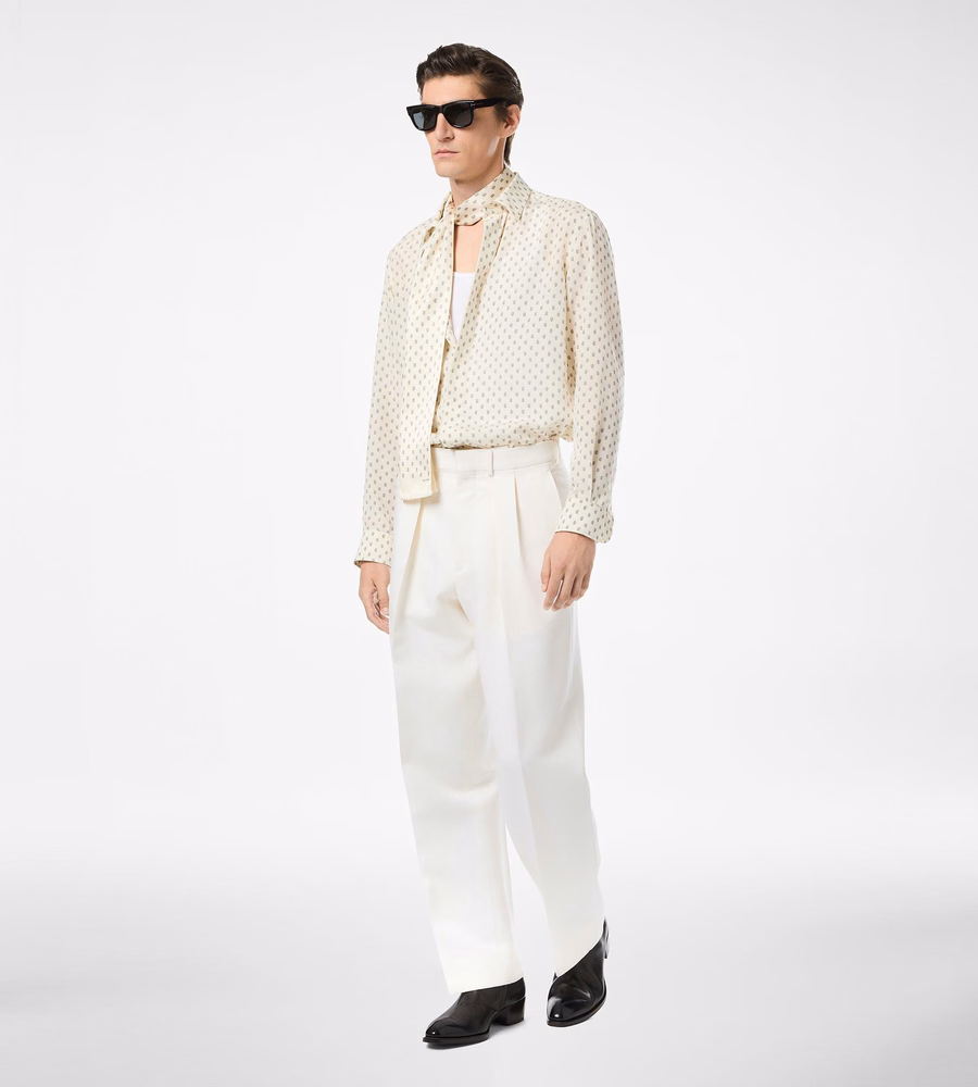 CREPE DE CHINE PAISLEY PRINT FLUID FIT SHIRT