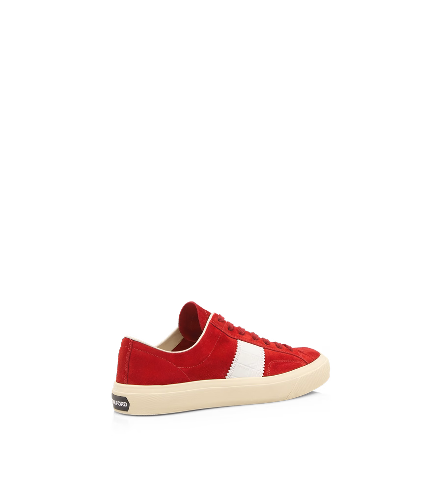 SUEDE AND PRINTED ALLIGATOR CAMBRIDGE SNEAKER