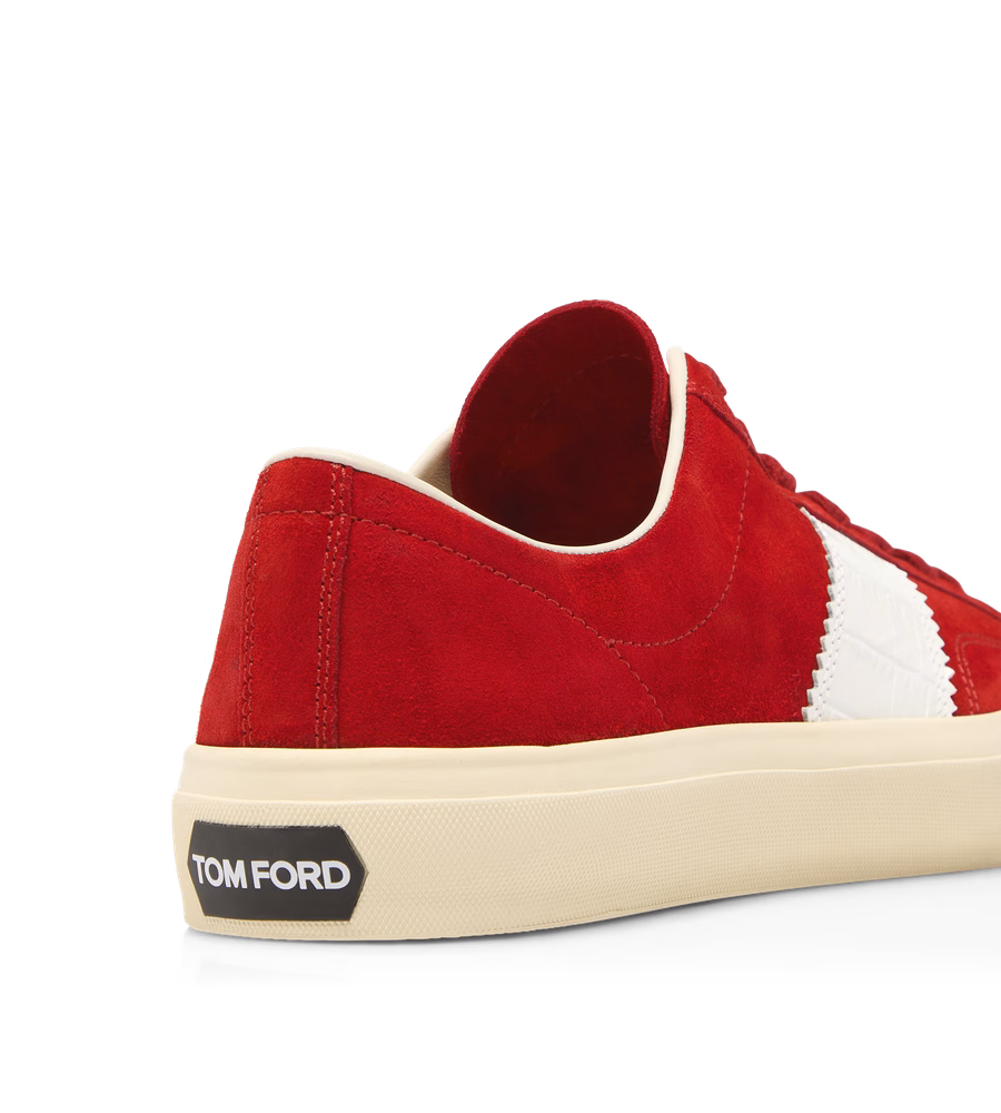 SUEDE AND PRINTED ALLIGATOR CAMBRIDGE SNEAKER