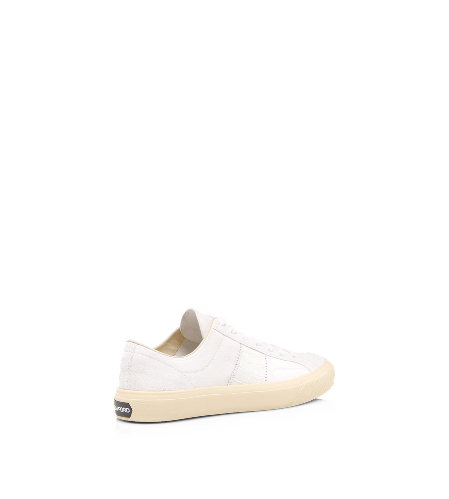 SUEDE AND PRINTED ALLIGATOR CAMBRIDGE SNEAKER