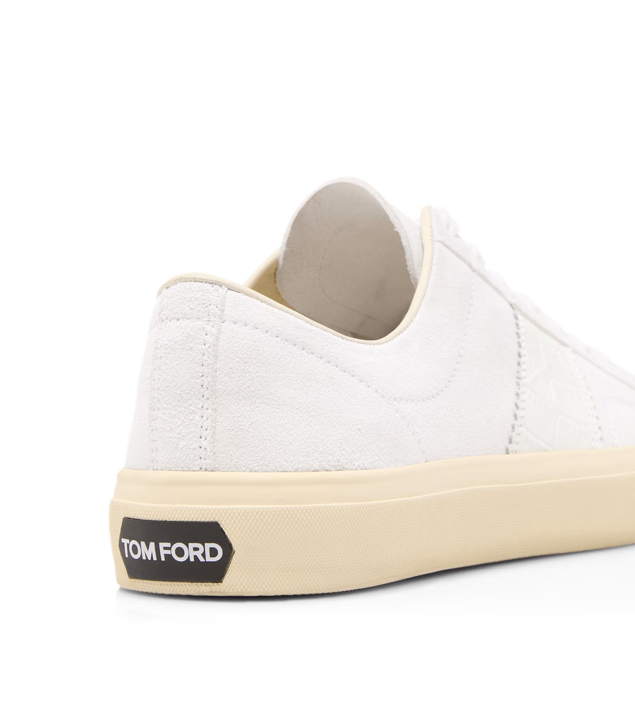 SUEDE AND PRINTED ALLIGATOR CAMBRIDGE SNEAKER
