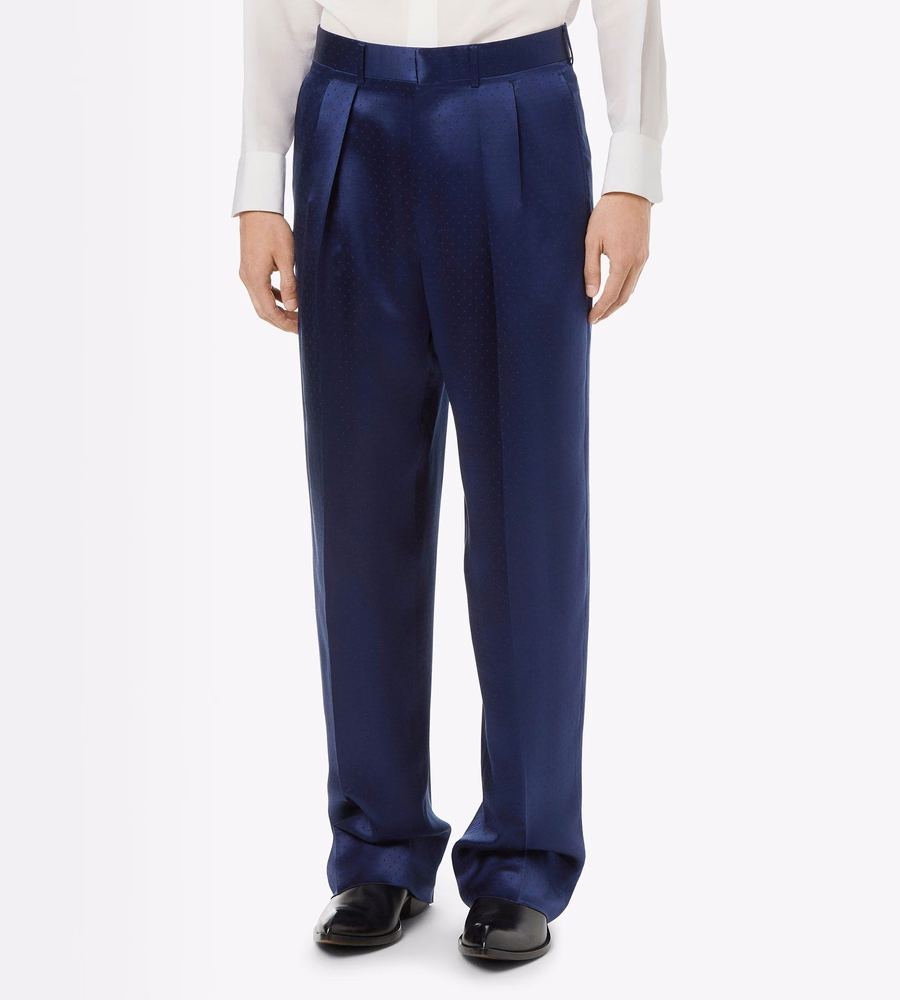 SILK VISCOSE SATIN POLKA DOT JACQUARD DOUBLE PLEAT PANT