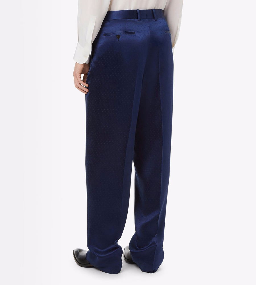 SILK VISCOSE SATIN POLKA DOT JACQUARD DOUBLE PLEAT PANT