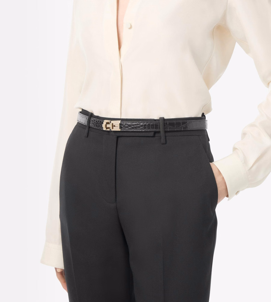 SOFT PRINTED CROCODILE LEATHER T LATCH BELT
