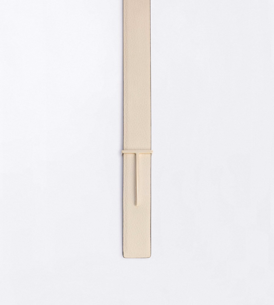 GRAIN LEATHER AND SPAZZOLATO LEATHER SLIM T BELT