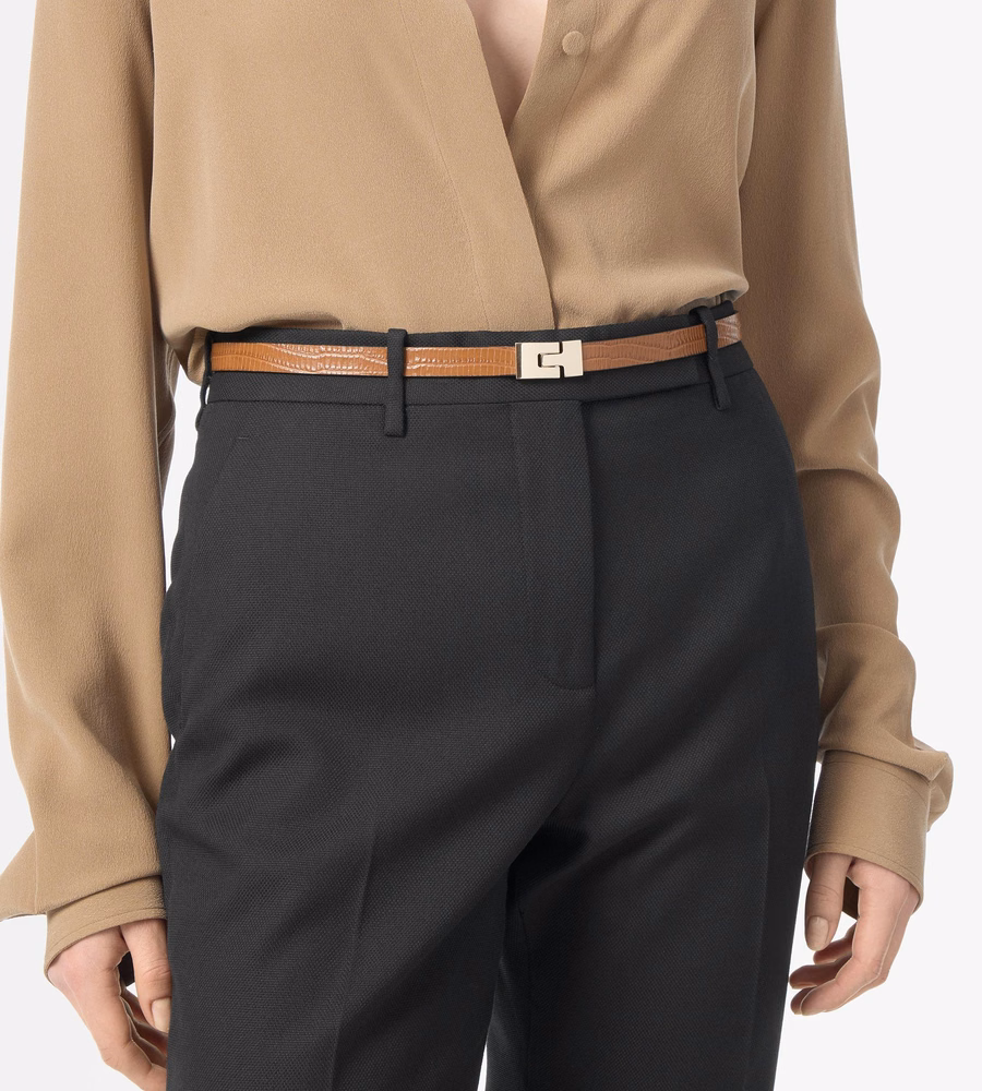 TEJUS-EFFECT PRINTED LEATHER INTERLOCK T BELT