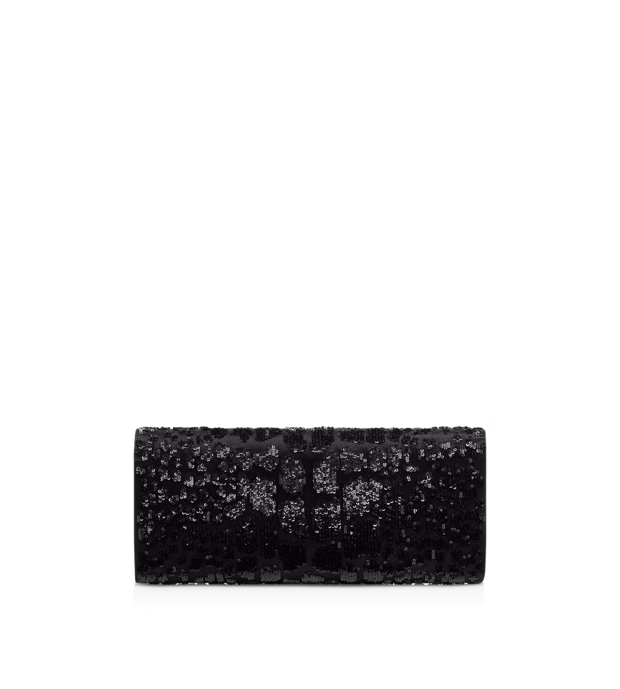 CROC-EFFECT SEQUIN EMBROIDERY BAR CLUTCH