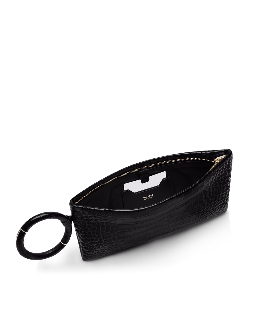 SOFT PRINTED CROCODILE LEATHER AURA CLUTCH