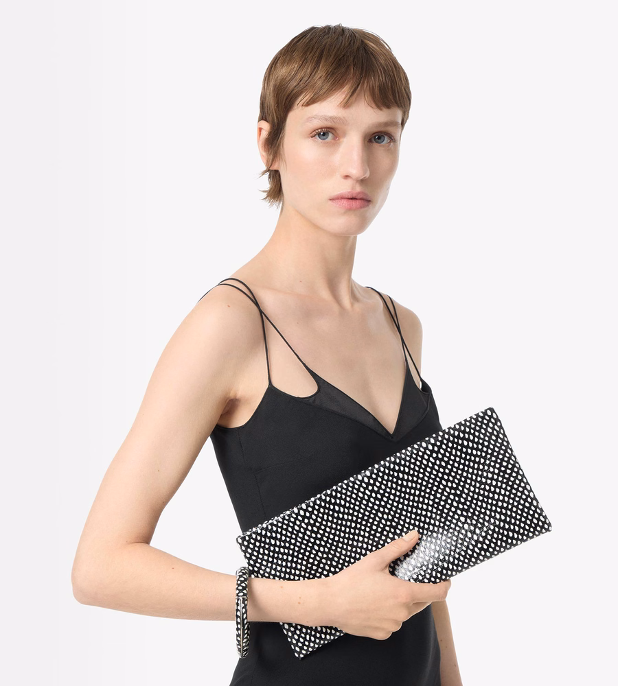 SNAKESKIN-EFFECT PRINTED CALF LEATHER AURA CLUTCH