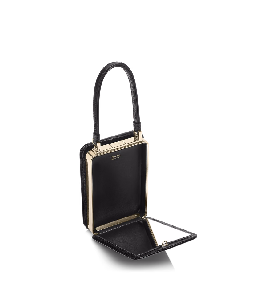 SOFT PRINTED CROCODILE LEATHER FRAME VERTICAL CLUTCH