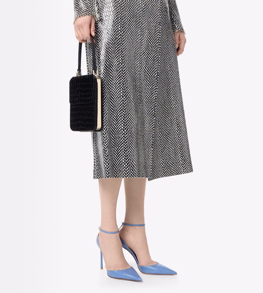 SOFT PRINTED CROCODILE LEATHER FRAME VERTICAL CLUTCH