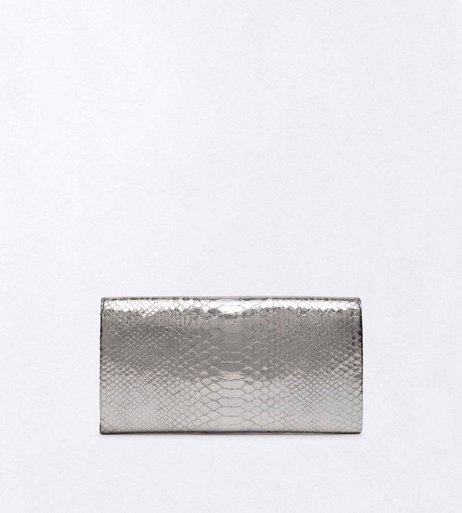 LAMINATED PRINTED PYTHON JEAN CLUTCH