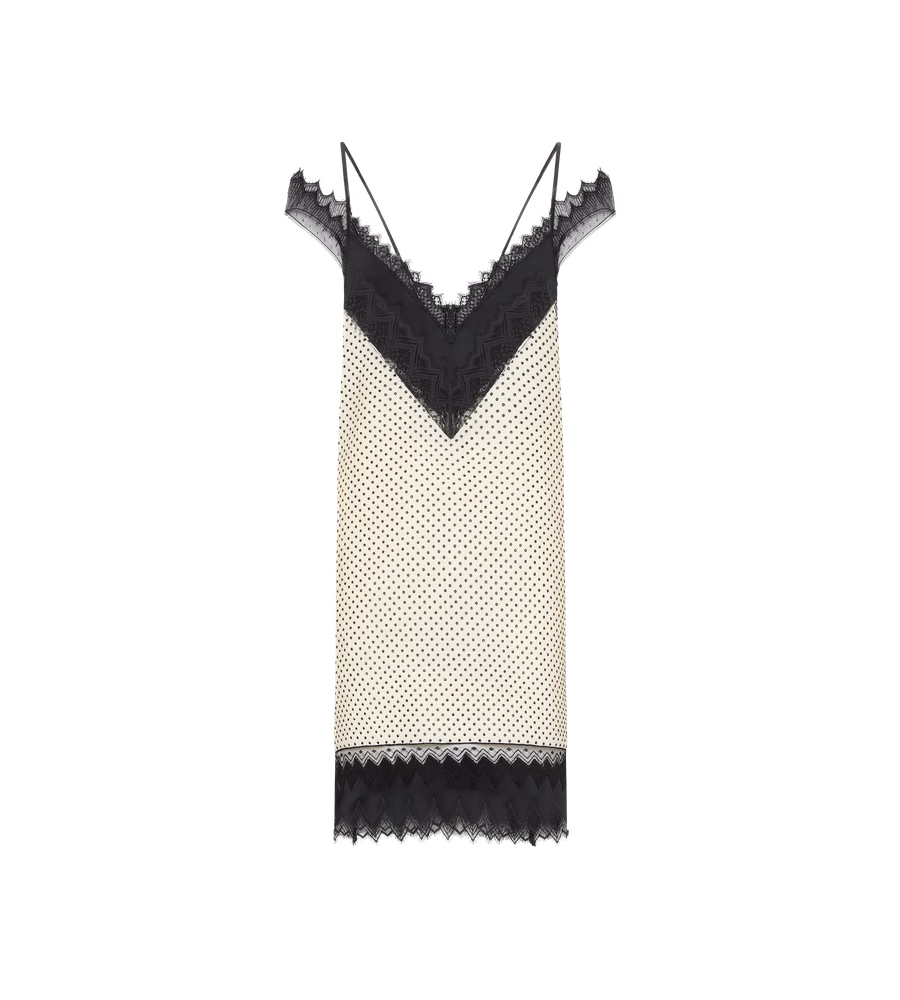 LACE-ENCRUSTED CAMISOLE MINI COCKTAIL DRESS