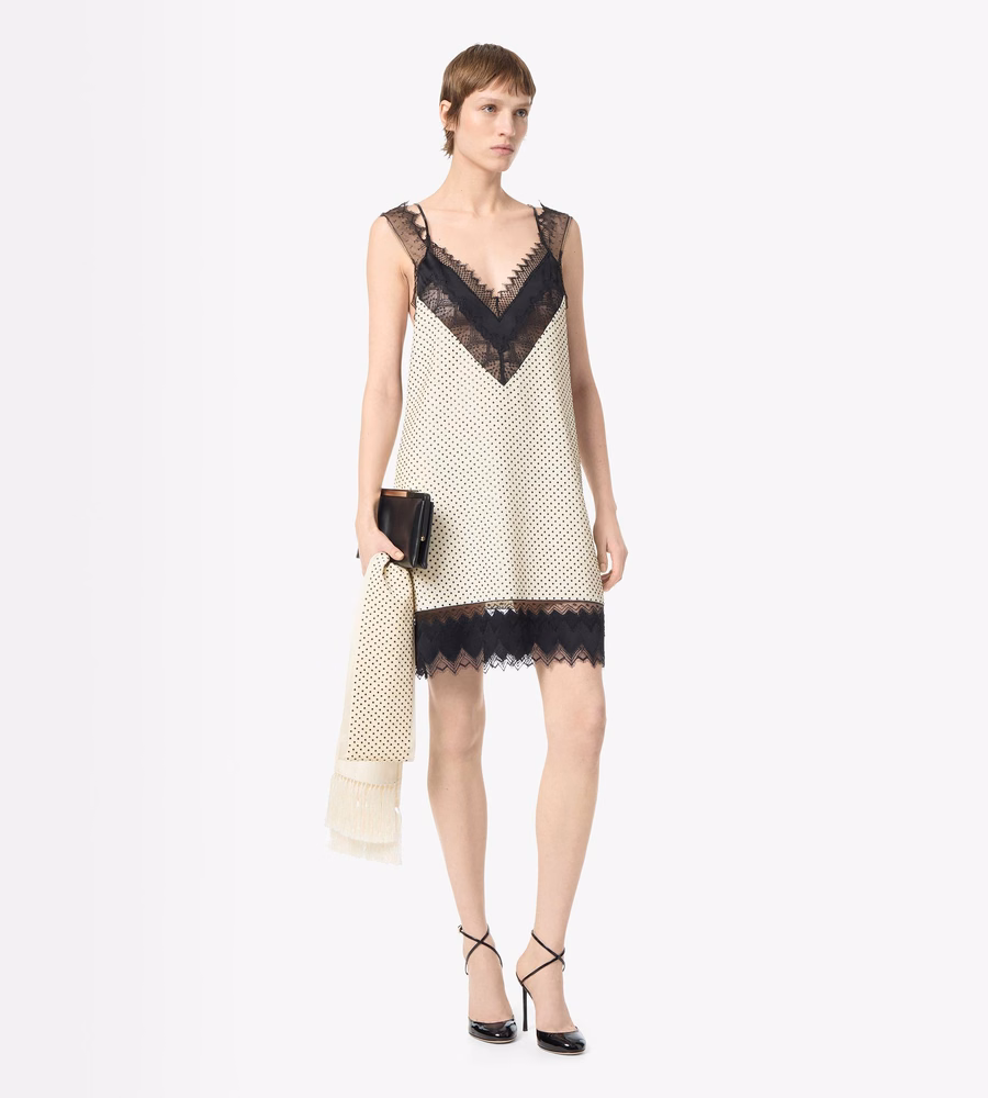 LACE-ENCRUSTED CAMISOLE MINI COCKTAIL DRESS