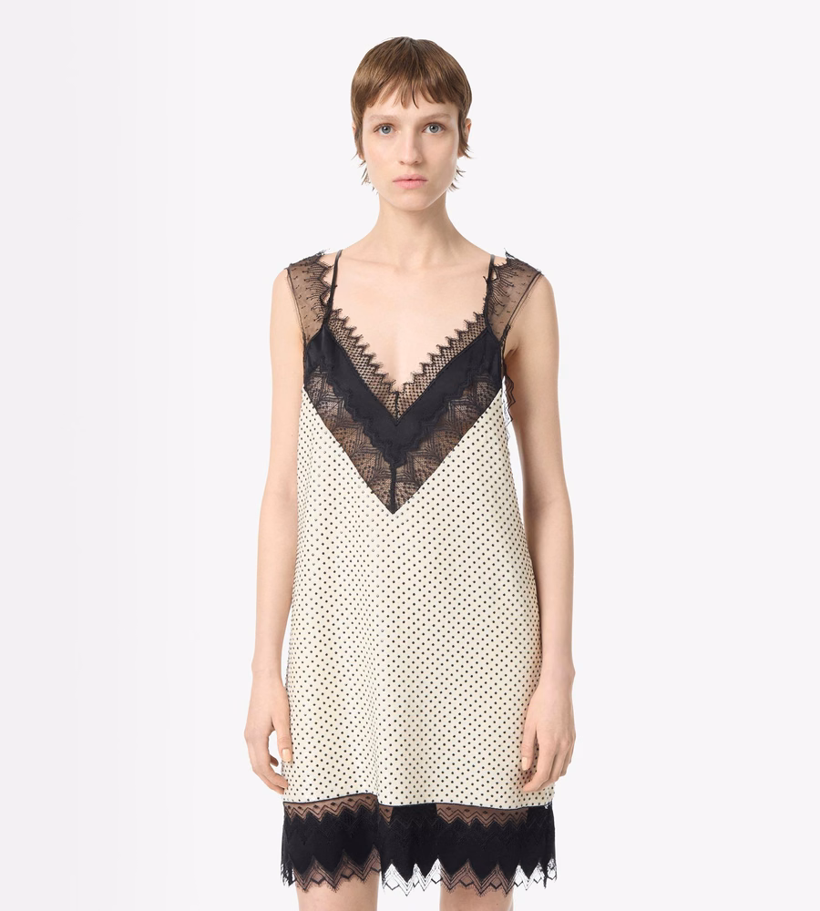 LACE-ENCRUSTED CAMISOLE MINI COCKTAIL DRESS