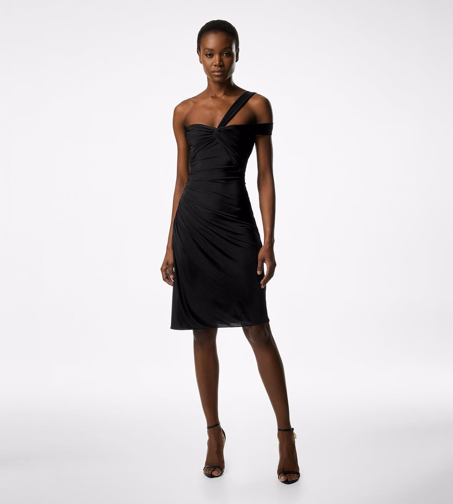 ONE SHOULDER TWIST FRONT COCKTAIL DRESS