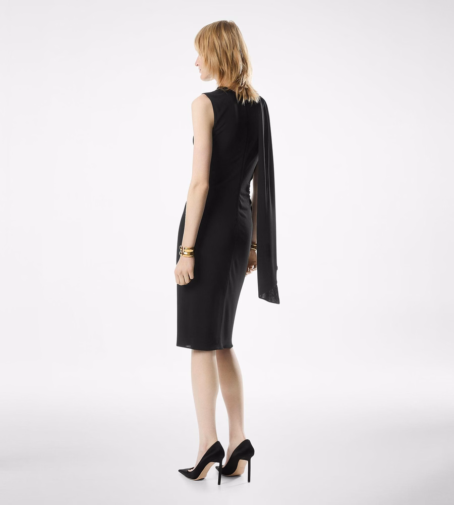 COCKTAIL DRESS WITH CUT OUT AND SCARF DETAIL