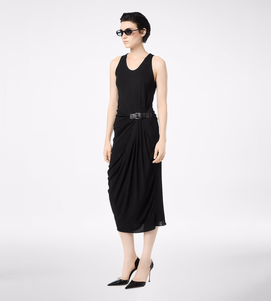 TANK TOP DRESS WITH LEATHER DETAIL