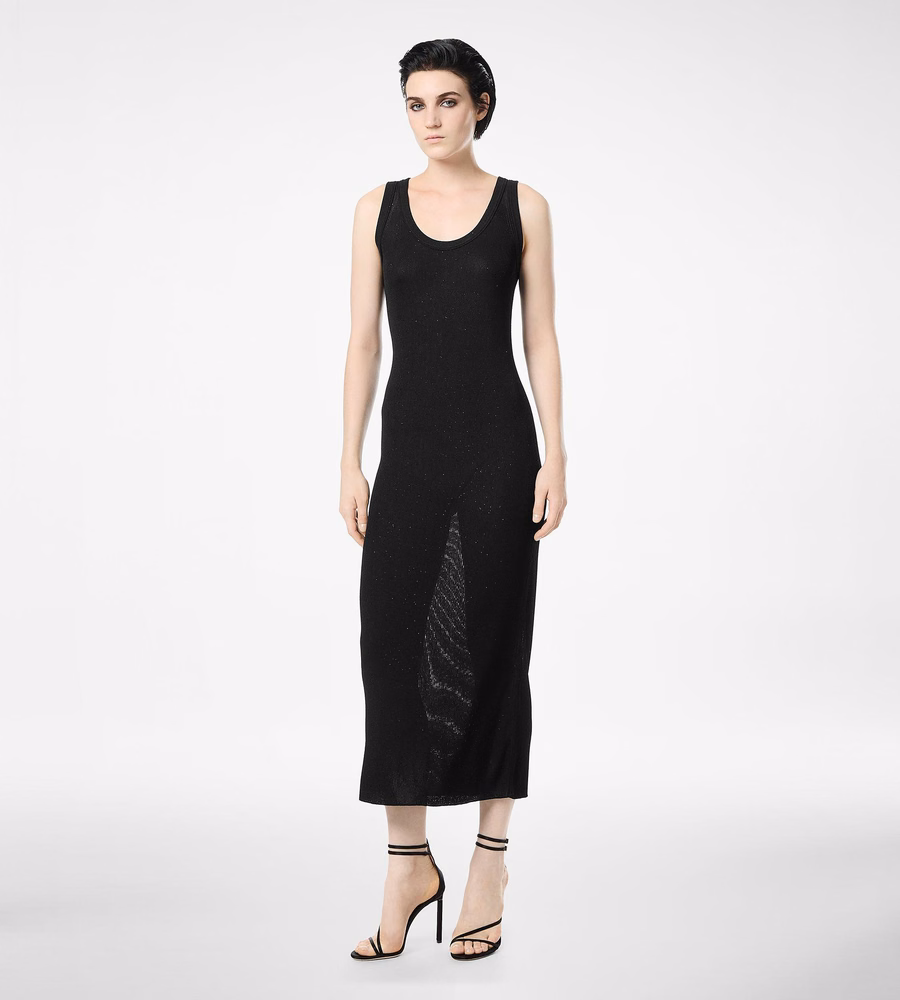 MICRO SEQUINS EMBELLISHED RIB MID-LENGTH TANK DRESS