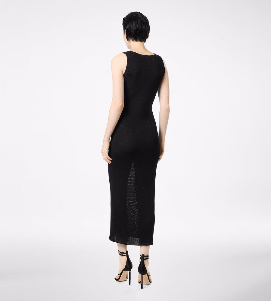 MICRO SEQUINS EMBELLISHED RIB MID-LENGTH TANK DRESS