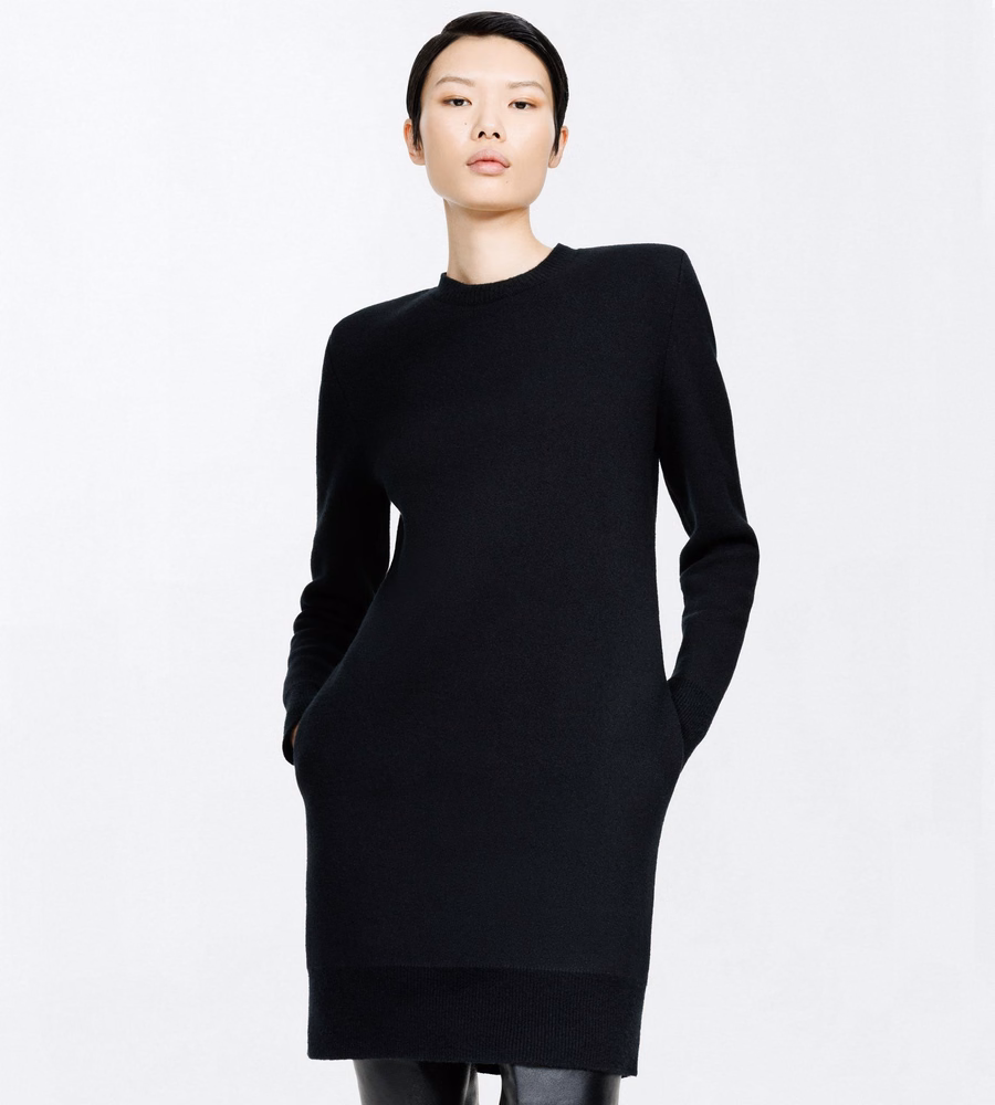 CASHMERE CREWNECK MINI SWEATER DRESS