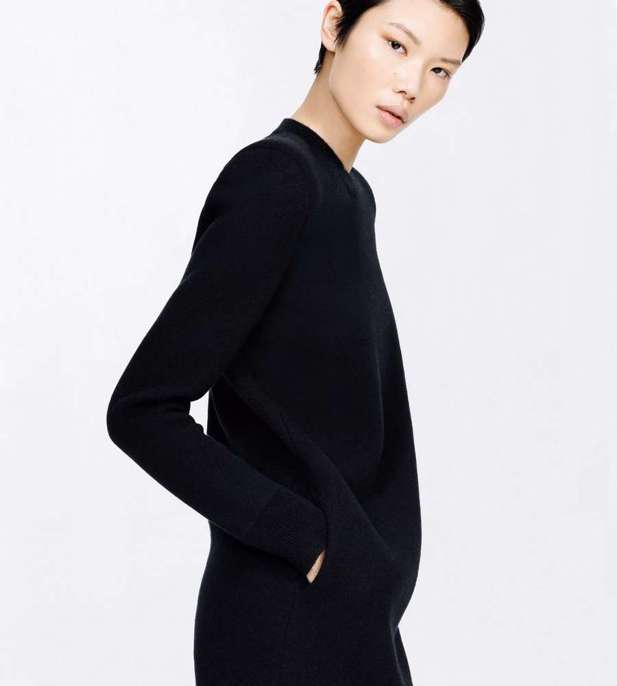 CASHMERE CREWNECK MINI SWEATER DRESS