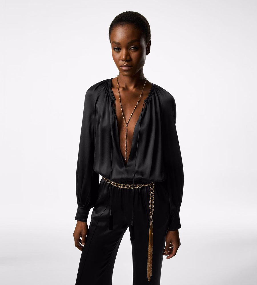 LONG SLEEVE GATHERED JUMPSUIT