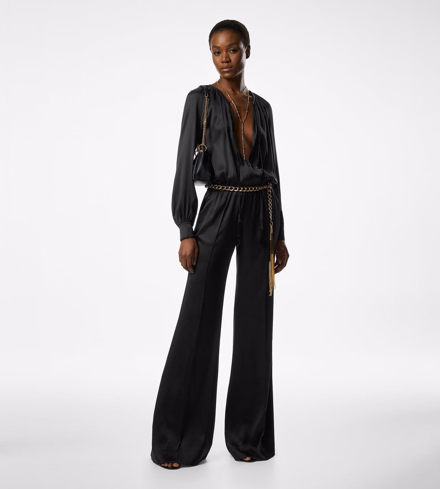 LONG SLEEVE GATHERED JUMPSUIT