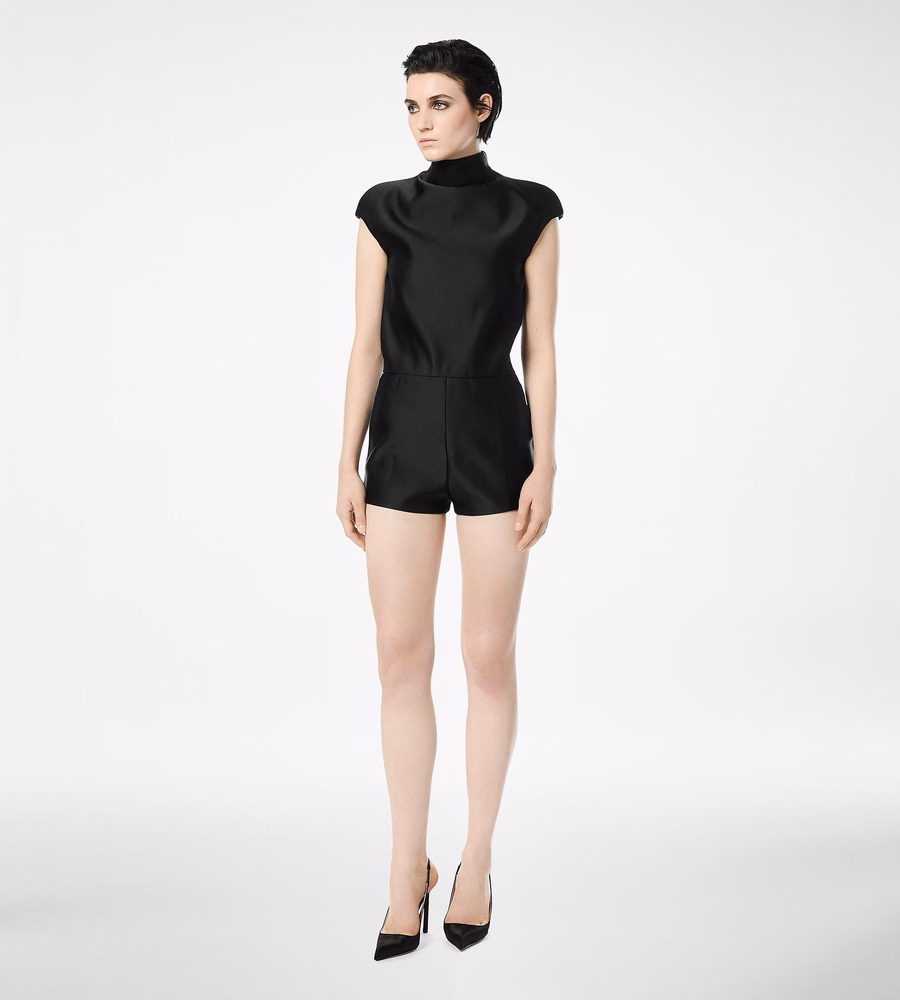 DOUBLE SILK DUCHESSE PLAYSUIT WITH CUT-OUT
