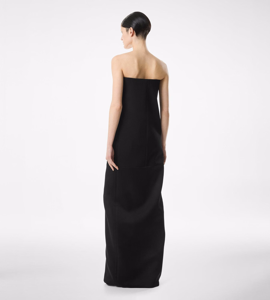 SHARP WOOL STRAPLESS EVENING DRESS