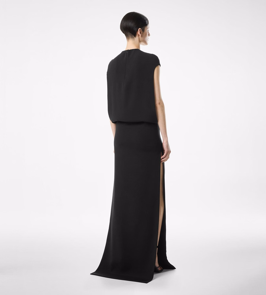 SILK DOUBLE GEORGETTE STRETCH EVENING DRESS