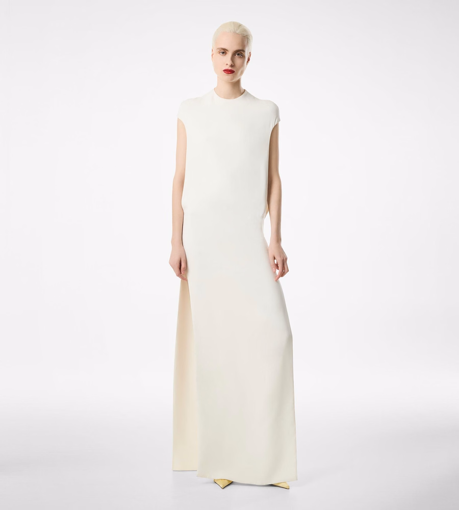 SILK DOUBLE GEORGETTE STRETCH EVENING DRESS