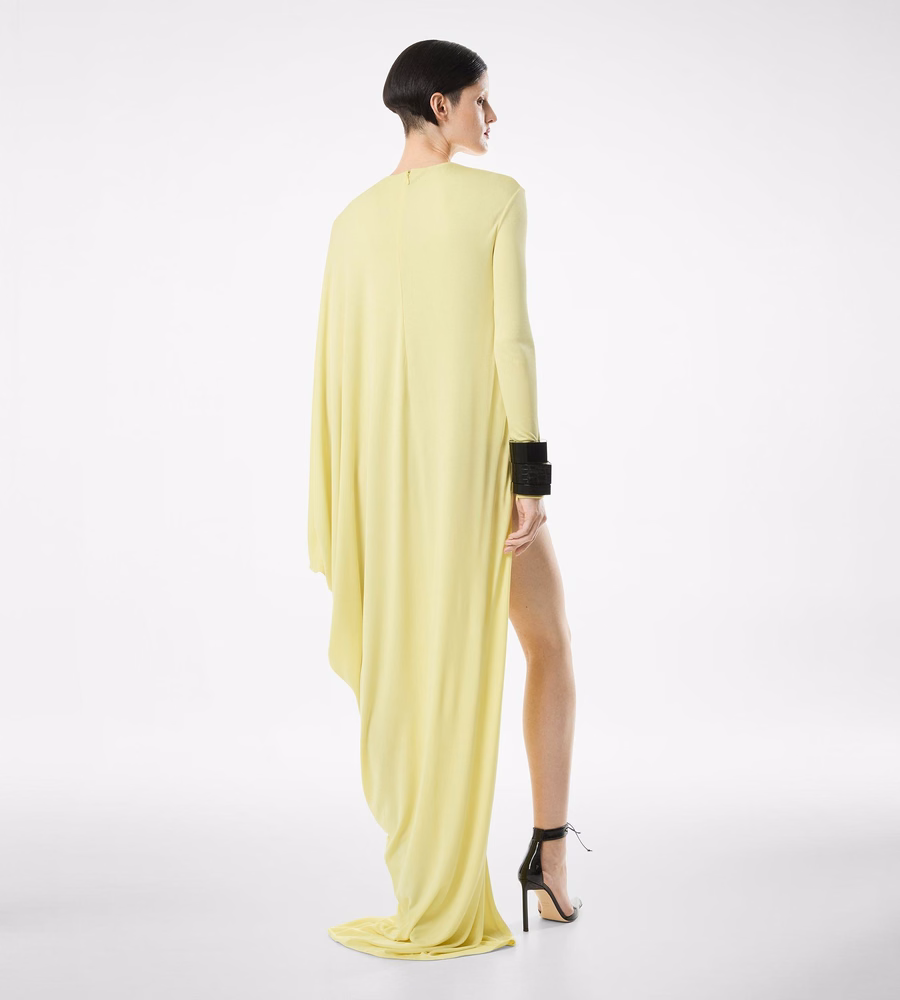 CREPE JERSEY LONG SLEEVE EVENING DRESS