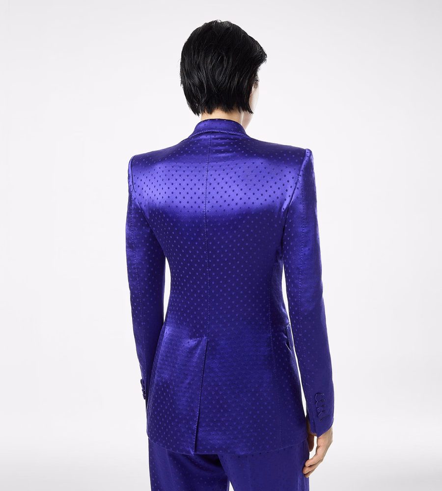 POLKA DOT JACQUARD DOUBLE BREASTED PEAK LAPEL JACKET