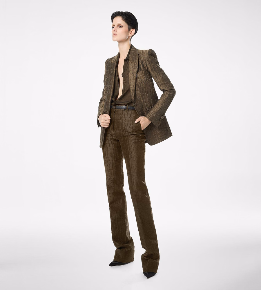 CROCO JACQUARD SINGLE BREASTED PEAK LAPEL JACKET