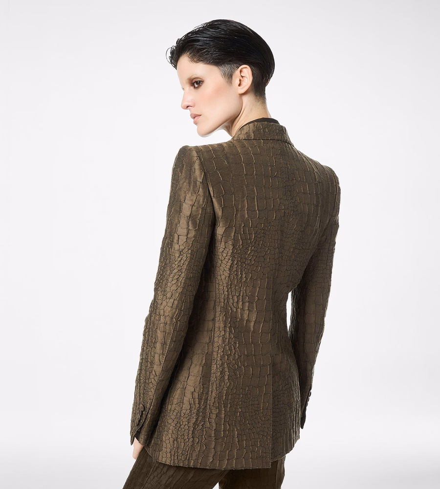 CROCO JACQUARD SINGLE BREASTED PEAK LAPEL JACKET